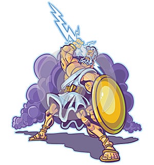 Greek Thunder God or Titan Mascot Vector Cartoon