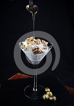 Greek traditional dessert in a glass