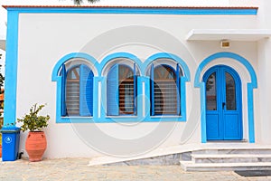 Greek traditional white and blue windows
