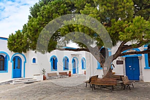 Greek traditional white and blue windows