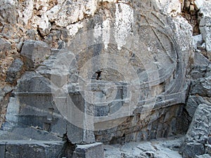 Greek trireme in the acropolis of lindos rhodes