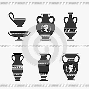 Greek Vase Set Vector Illustration