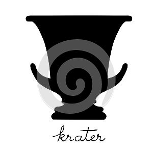 Greek vessel widen krater silhouette isolated on white