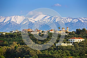 Greek village on Crete with the White Mountains