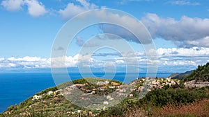 Greek village on green hills of Lefkada island