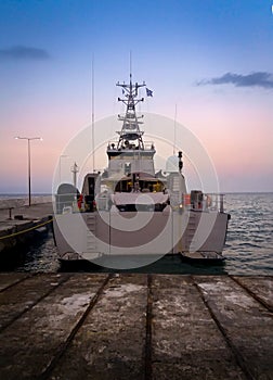 Greek warship at Rafina port, Greece