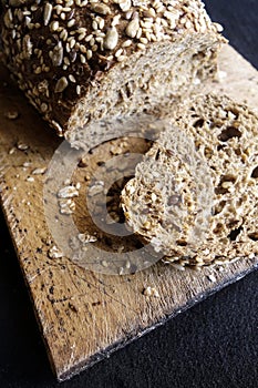 Greek Whole-wheat brown bread on Bread Board