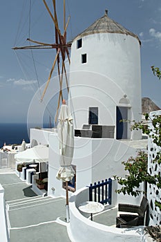 Greek windmill on cliff top