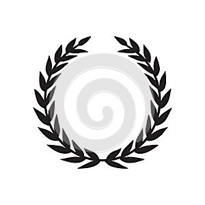 Greek wreaths and heraldic round element with black circular silhouette. set of laurel, fig and olive, victory award icons with