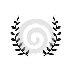 Greek wreaths and heraldic round element with black circular silhouette. set of laurel, fig and olive, victory award icons with