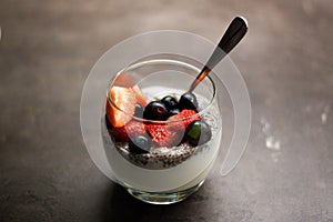 Greek yogurt with coconut chia seeds and fresh fruits