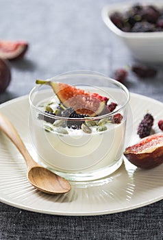 Greek yogurt with Fig ,Mulberries and pumpkin seed