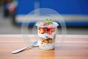greek yogurt parfait in a portable container for a to-go meal option