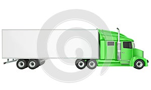 Green 18 Wheeler Class 8 Truck Blank Copy Space Trailer