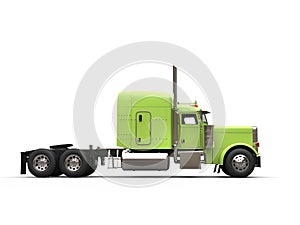 Green 18 wheeler truck - no trailer - side view