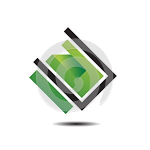 green 3d abstract rectangle square shape logo design