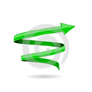 Green 3d arrow. Spiral web icon