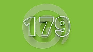 Green 3D number 179 is isolated on a Green background