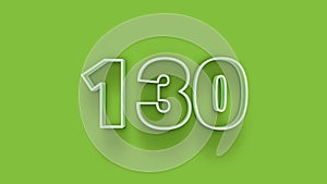 Green 3d symbol of 130 number icon on Green background