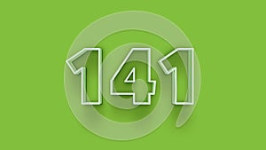 Green 3d symbol of 141 number icon on Green background