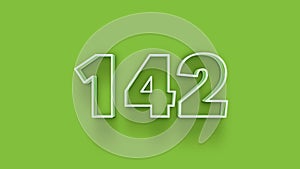 Green 3d symbol of 142 number icon on Green background
