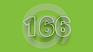 Green 3d symbol of 166 number icon on Green background