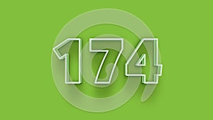 Green 3d symbol of 174 number icon on Green background
