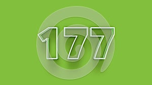 Green 3d symbol of 177 number icon on Green background