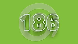 Green 3d symbol of 186 number icon on Green background