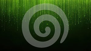 Green abstract background with binary code, a futuristic representation of digital technology and data flow