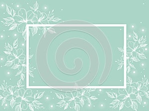 Green abstract background with flowers. for texture card wedding paper