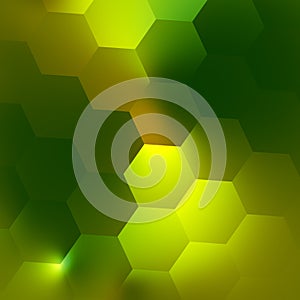 Green Abstract Geometric Background Pattern. Illuminated Modern Design Concept. Soft Glow Effect. Quality Illustration. Bright.