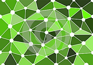 Green abstract geometric background with triangles, circles and lines for wallpaper, backdrop, banner and illustration. Vector.