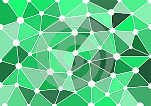 Green abstract geometric background with triangles, circles and lines for wallpaper, backdrop, banner and illustration. Vector.