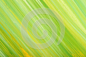 Green abstract hand-painted gouache brush stroke daub background texture.