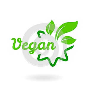 Green abstract leaf icon natural set on white background. Vegan Bio, Ecology, Organic logo, label, tag.