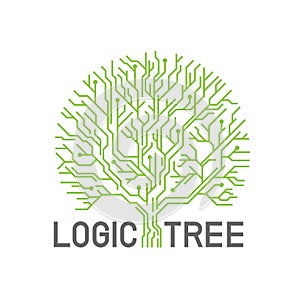 Green abstract line eletric logic tree sign logo vector creative design