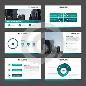 Green Abstract multipurpose presentation templates, Infographic elements template flat design set for brochure flyer leaflet