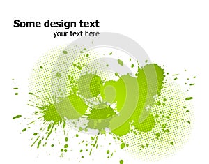 Green abstract paint splashes background. Vector