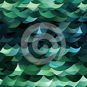 Green abstract pattern of fishes moving in the sky (tiled)