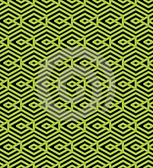 Green abstract seamless pattern with interweave lines. Vector