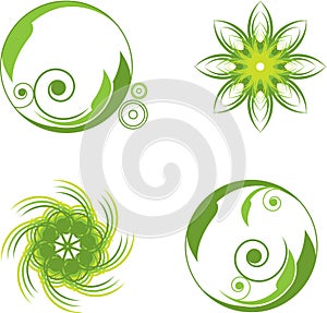 Green abstract symbols