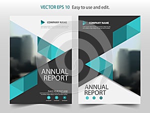 Green abstract triangle annual report Brochure design template vector. Business Flyers infographic magazine poster.