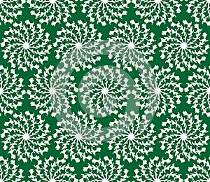 Green abstract vector background with white grunge grabbed circle star shapes, seamless background