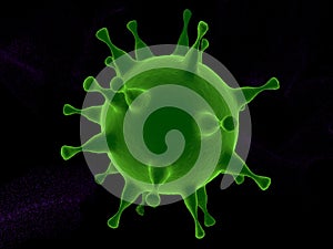 Green abstract virus on a black