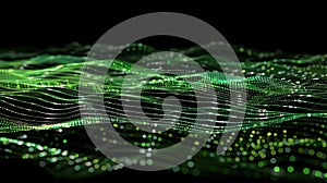 Green Abstract Wave Data Visualization - Digital Technology Background