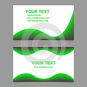 Green abstract wave design business card set