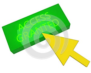 Green ACCESS GRANTED button with yellow cursor