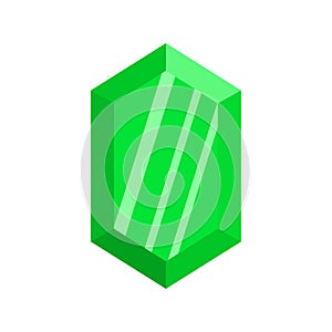 Green adamant icon, flat style.