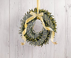 Green advents wreath with autumn decoration